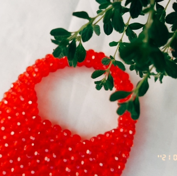 Red Mini Crystal Beaded Handbag - Picture 4 of 4